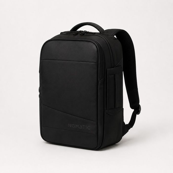 Minimalist black travel backpack